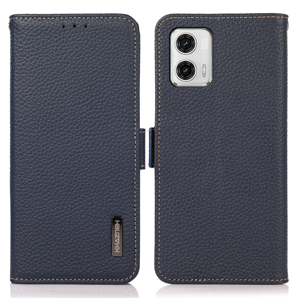 KHAZNEH For Motorola Moto G73 5G RFID Blocking Litchi Texture Phone Case Genuine Leather Wallet Protective Stand Cover KHAZNEH For Motorola Moto G73 5G RFID Blocking Litchi Texture Phone Case Genuine Leather Wallet Protective Stand Cover